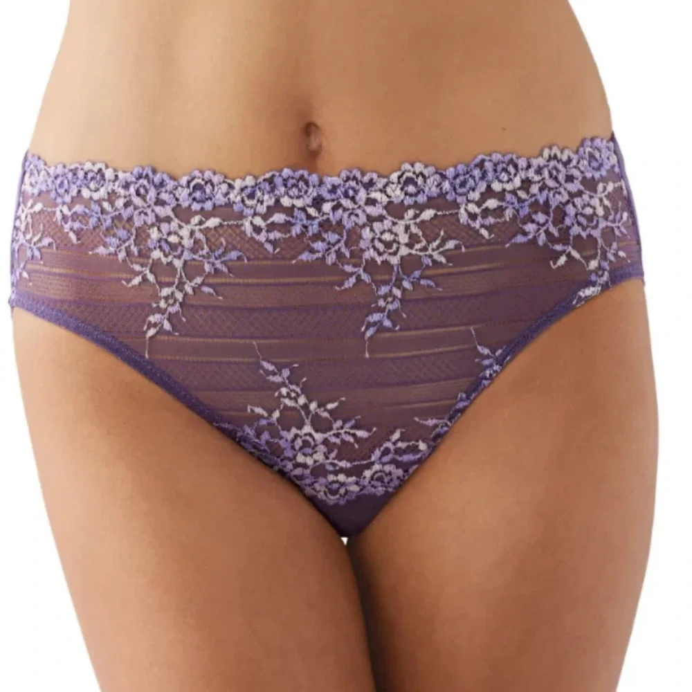 Wacoal Embrace Lace Hi Cut Panty Sz XL Grape - Picture 1 of 5